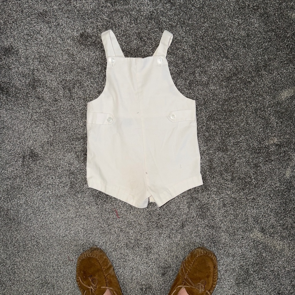 Vintage White Overalls with Red Car Design - Picture 2 of 6